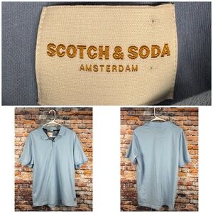 Scotch & Soda Amsterdam Jacquard Polo Short Sleeve Shirt Light Blue Large
